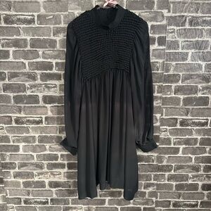 Ganni mini smock chiffon dress gray